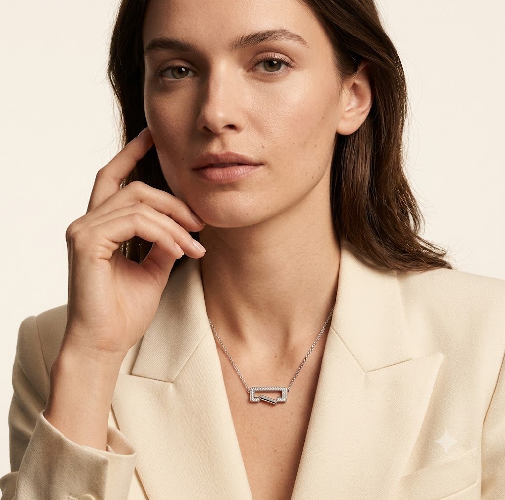 Crystal Link Pendant Necklace - Image 4