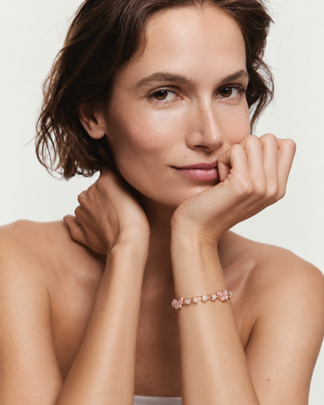 Rose Gold Butterfly Bracelet for Women & Girls | Pink Butterfly Charm Bracelet with Sparkling CZ Stones | Dainty Trendy Chain Jewellery for Everyday Wear - Image 2
