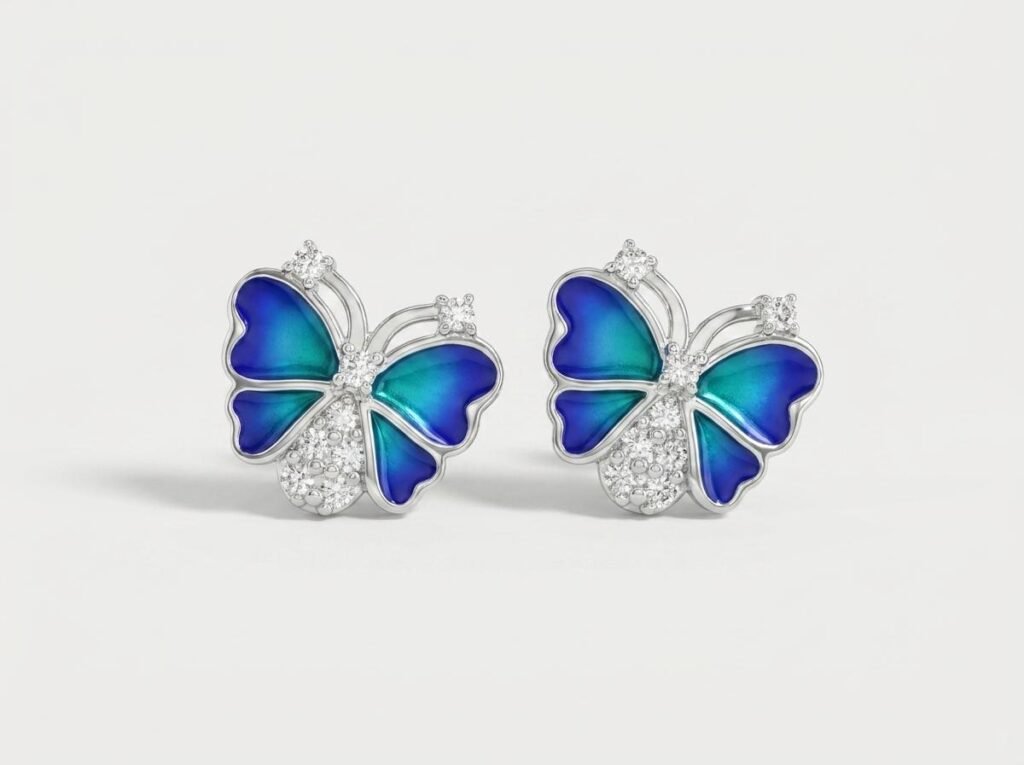 Sapphire Butterfly Stud Earrings