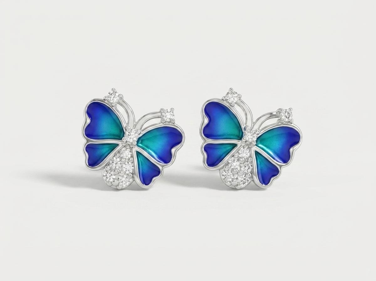Sapphire Butterfly Stud Earrings