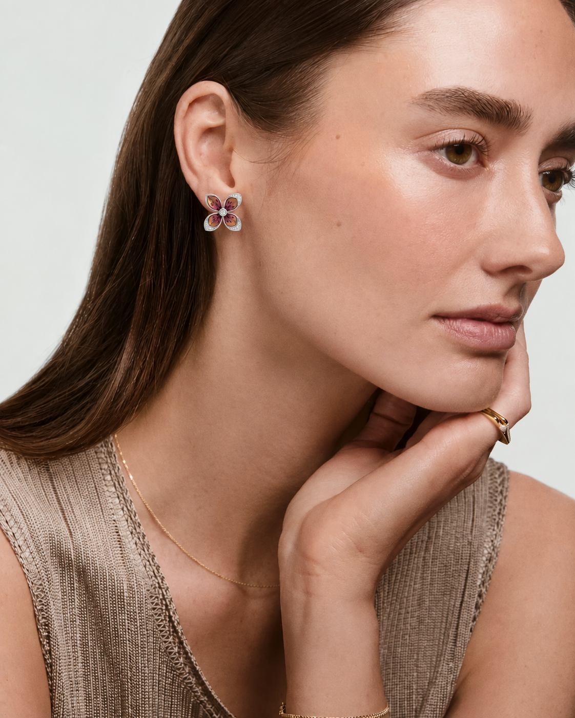 Multicolor Flower Stud Earrings for Women | Enamel Floral Earrings with Crystal Stone Detailing | Stylish Statement Earrings for Party & Festive Wear - Image 2