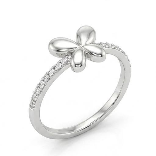Silver Flower Ring for Women | Sparkling CZ Floral Statement Ring with Delicate Band | Cute Stylish Jewellery for Everyday & Party Wear