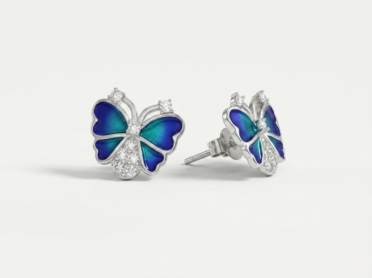 Sapphire Butterfly Stud Earrings - Image 3