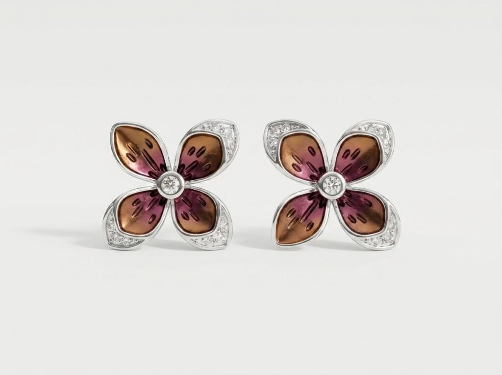 Multicolor Flower Stud Earrings for Women | Enamel Floral Earrings with Crystal Stone Detailing | Stylish Statement Earrings for Party & Festive Wear