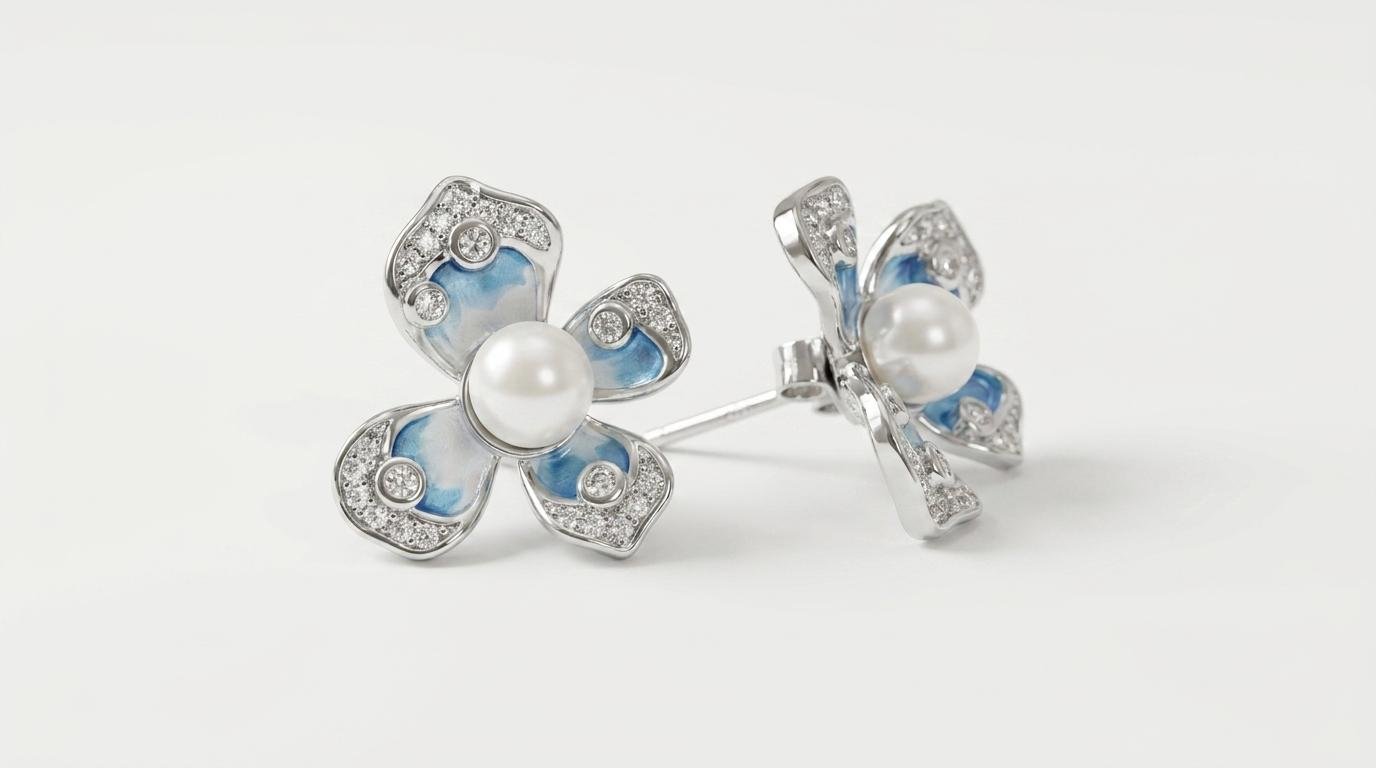Sapphire Bloom Stud Earrings - Image 3