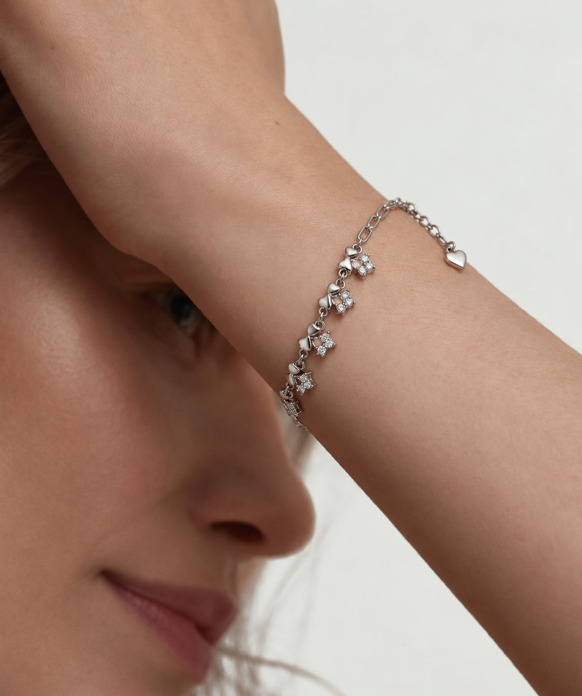 Silver Butterfly Heart Charm Bracelet for Women & Girls | Trendy Cute Adjustable Chain Bracelet for Everyday Wear & Gifting - Image 2